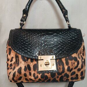 Apt. 9 Black and Brown Leopard Satchel